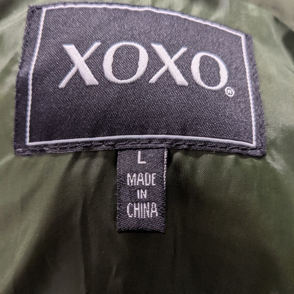 XOXO Faux Fur Hooded Puffer Coat Large Green - Picture 4 of 6